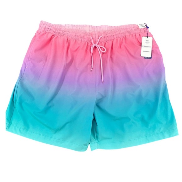 Caribbean Joe Other - NEW Caribbean Swimwear Mens 3XB Pink Ombre Gradient Swim Trunks‎ 6 Inch Inseam